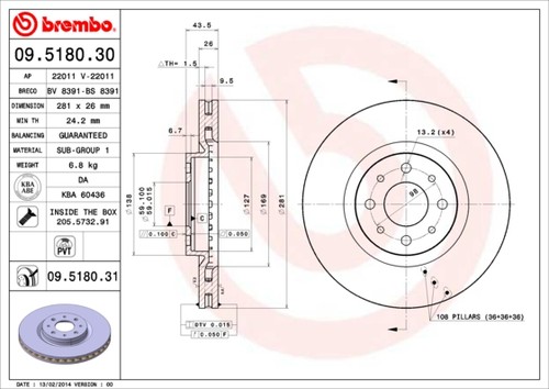 Brembo 5180 disco freno - 09.5180.31,