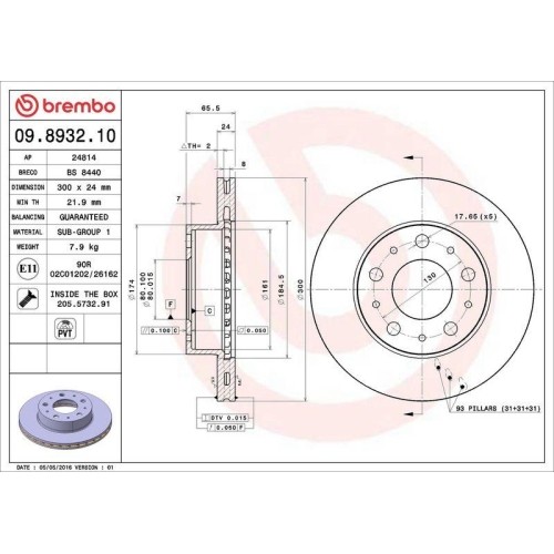 Disco freno brembo - brembo, 09.8932.10